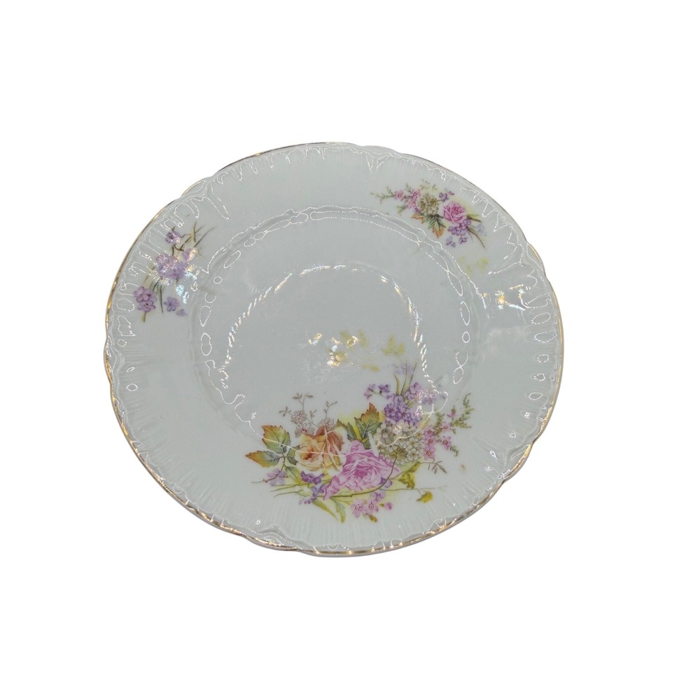 CT Germany Altwasser Porcelain Floral Scalloped Plate Gold Trim‎ 7.75 Inch 11002